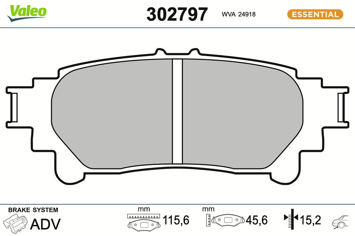Комплект тормозных колодок, дисковый тормоз - 302797 VALEO